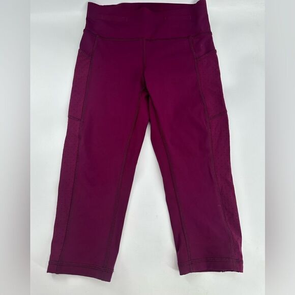 Lululemon Mind Over Miles Crop 17” Marvel Maroon Leggings Pockets Womens Size 6 - Picture 6 of 11